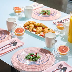 12pc Glass Dinnerware Set - Sleek Round Clear Glass Plate and Bowl Sets - Dishwasher Safe, Bread & Butter Dinner, Dessert, Salad Plates & Serving Cereal Soup Bowls Dishes for Kitchen Dining & Parties