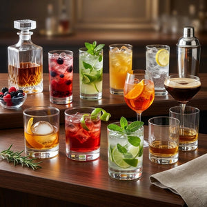 Le'raze Set of 12 Heavy Base Rocks Glass Cups, Elegant Old Fashioned Drinking Glasses Set for Whiskey, Cocktails, Beer and More - Dishwasher Safe, Lead and BPA Free - 10oz.