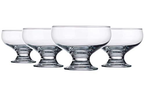 Home Essentials 4 Piece Set Essentials Home Footed Glass Dessert Dishes Bowls, Clear - Le'raze by G&L Decor Inc