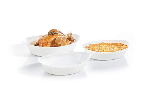 Luminarc 3 Piece Smart Cuisine Oval Baking Dish Set, White - Le'raze by G&L Decor Inc