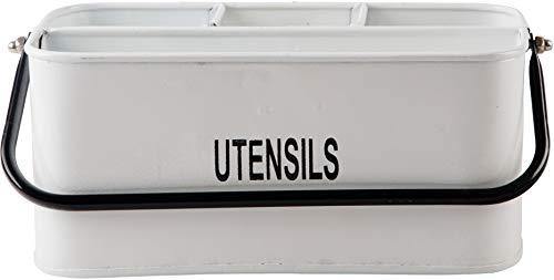 12"L WHITE ENAMEL RECTANGLE CADDY WITH BLACK RIM - Le'raze by G&L Decor Inc