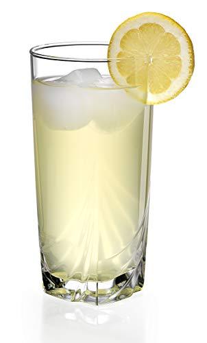 Set of 4 Drinking Glasses, Heavy Base Durable Glass Cups - 4 Cooler Glasses (16oz), Beautiful Glassware Set - Le'raze by G&L Decor Inc