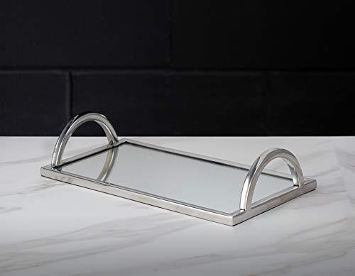 Rectangle Tray Serving Tray with Handles Vanity Tray Clear Acrylic Tray  Decorative Tray for Ottoman Countertop All Occasions Dresser Kitchen Gray