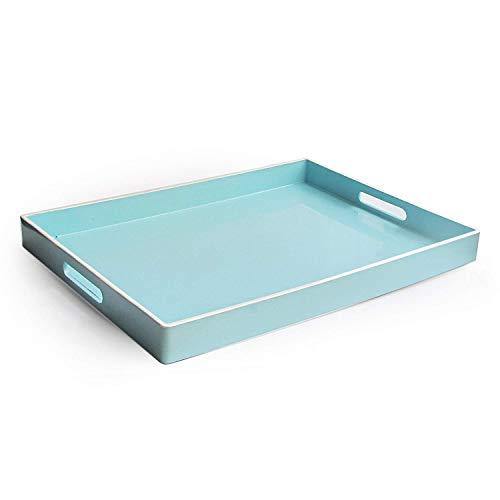 Large Serving Tray with Handle - Decorative Tray Ideal for Ottoman, Coffee Table, Perfume Set, Living Room, Dining Room, Jewelry - [19X14] Teal - Le'raze by G&L Decor Inc