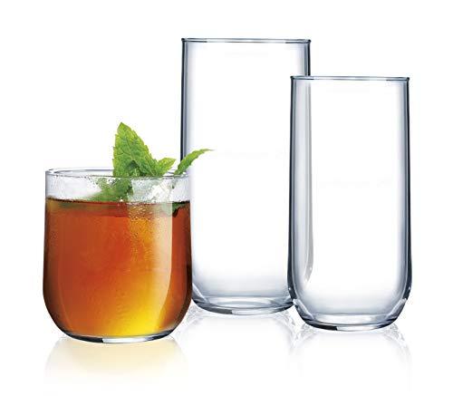 Set of 18 Piece Sleek Modern Drinkware Tumbler Set, Drinking Glasses Ideal for everyday use or entertaining, Elegant Tall Design, for Dinner, Parties, and Events - Le'raze by G&L Decor Inc