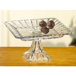 Beautiful pedestal crystal cake stand for an elegant presentation, Square Platter - Le'raze by G&L Decor Inc