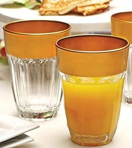 Set Of 6 Drinking Glasses, 7 Oz Gold Rim Drinking Cups, for Water, Beer, Juice, Whiskey, Golden Rimmed Glassware Set - Le'raze by G&L Decor Inc