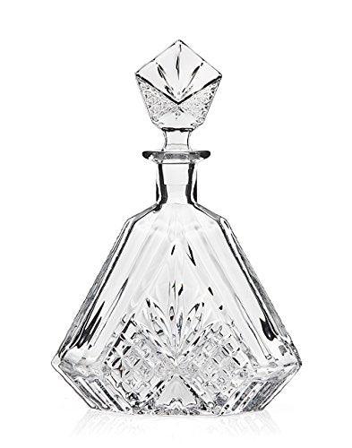 Crystal Liquor Whiskey and Wine Decanter Set. Triangular Decanter Bottle with Stopper - Le'raze by G&L Decor Inc
