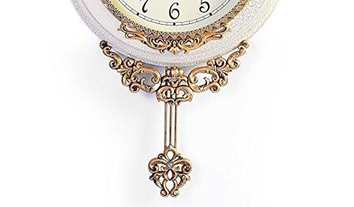 Le'raze Classic European Antique Bronze and White Analog Wall Clock with Functional Pendulum, for Dining/Living Room or Office, Precise Quartz Movement - Le'raze by G&L Decor Inc