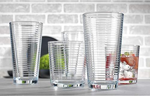 Home Essentials & Beyond Drinking glasses Set Of 16 8 Highball glasses (17  oz), 8 Rocks Whiskey glass cups (13 oz), Inner circul