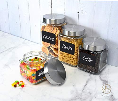 Le'raze 4pc Canister Set with Airtight Lids + Labels & Marker