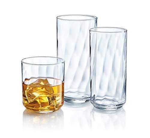 18 Piece Tumbler Set Drinking Glasses Set - 6 cooler, 6 beverage and 6 on the rocks glass (BPA Free and Dishwasher Safe) Made in USA - Le'raze by G&L Decor Inc