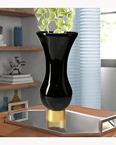 Le'raze Elegant Glass Vase for Flowers - Black Vase with Gold Base, Home Decor or Wedding Centerpiece - Le'raze by G&L Decor Inc