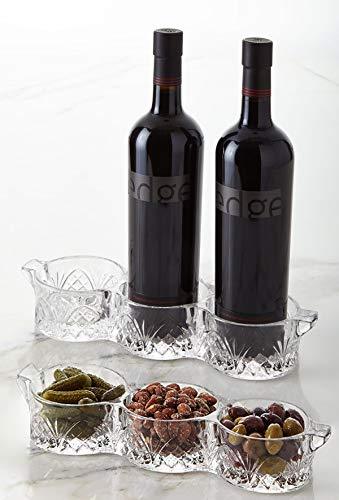 Crystal Bottle Coaster - Snack and Candy Dish - Chip and Dip Serving Bowls - Wine Bottle Holder - Relish Dish, Condiment Server - Le'raze by G&L Decor Inc