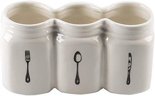 Triple Ceramic Jar Silverware Utensil Holder