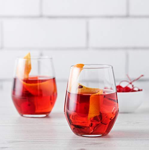 Stemless Wine Glasses [Set of 12] Elegant Wine Glass Great For White Or Red Wine, 19 oz, Clear Glass - Le'raze by G&L Decor Inc