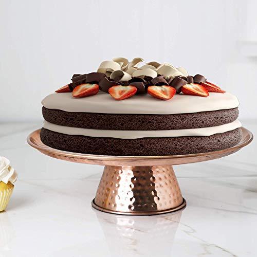 Elegant Copper Cake Stand, 12' Cake Pedestal Stand - Desert Serving Tray for Birthday, Wedding Party and Events - Le'raze by G&L Decor Inc