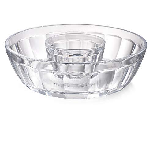 Set Of Two Glass Serving Chip & Dip Set Salad Fruit Bowl Serving, Chips n' Dips/Salad Bowl - Le'raze by G&L Decor Inc