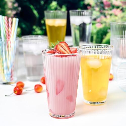 Le'raze Drinking Glasses - Set of 10-16oz. Ribbed Glass Kiddush Cups - -  Le'raze by G&L Decor Inc