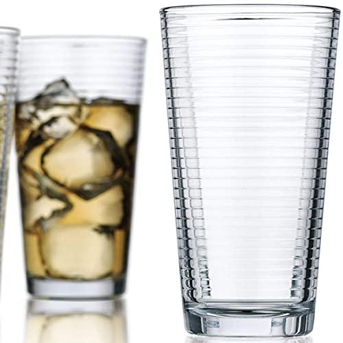 Set of 16 Drinking Glasses, Heavy Base Durable Glass Cups - 8 Cooler Glasses (15oz) and 8 Rocks Glasses (11oz), 16-piece Glassware. - Le'raze by G&L Decor Inc