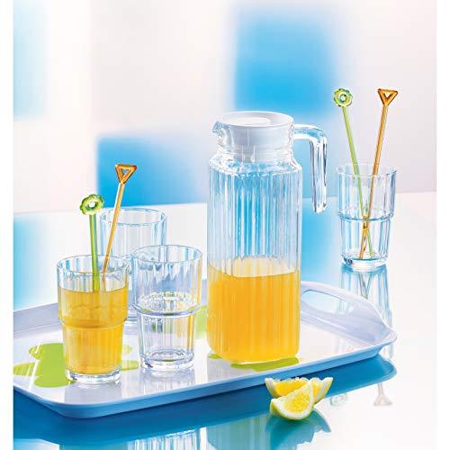 Fruit Infuser Water Pitcher, Glass Pitcher with Lid and Spout, 1.7 Liters Ribbed Design Fridge Door Water Dispenser with Handle for Chilled Beverages, Homemade Juice, Iced Tea or Water - Le'raze by G&L Decor Inc