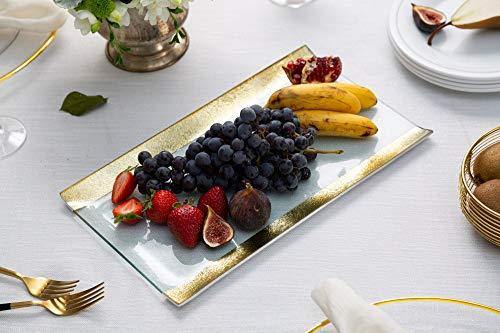 Hand-Crafted Glass Tray With Gold Borders - Elegant Serving Tray - Perfect for serving fruits, miniatures, or any confectioneries - Le'raze by G&L Decor Inc