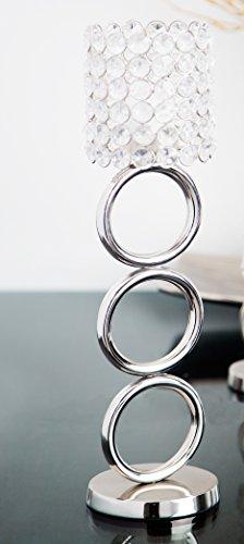 Le'raze Decorative Silver Monroe Crystal Candle Holder with Wired Beaded Crystal and 2 Chrome Rings Candelabra for Wedding, Dining, Coffee Table Decorative Centerpiece Votive Holder - Le'raze by G&L Decor Inc