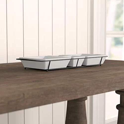 4 Piece Condiment Server Set, Relish Tray with Ceramic Dip Bowls for Chips and Dip, Candy and Nuts, Elegant Appetizer Serving Set - Le'raze by G&L Decor Inc