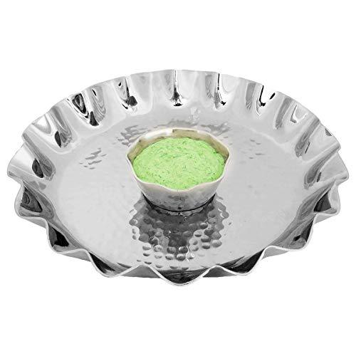 Elegant 2 Piece Stainless Steel Chip And Dip Platter – Party Serving Bowl – Ideal For Chips And Salsa Appetizers, Salad, Party Bowl, Relish Dish, - Le'raze by G&L Decor Inc