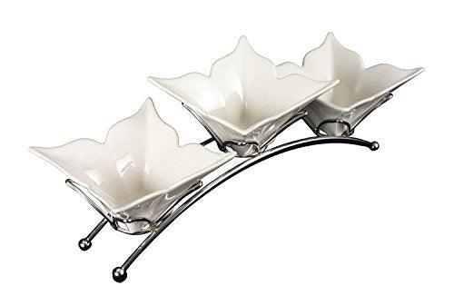 Godinger Fiori 4-Piece Relish Tray with Rack - Le'raze by G&L Decor Inc
