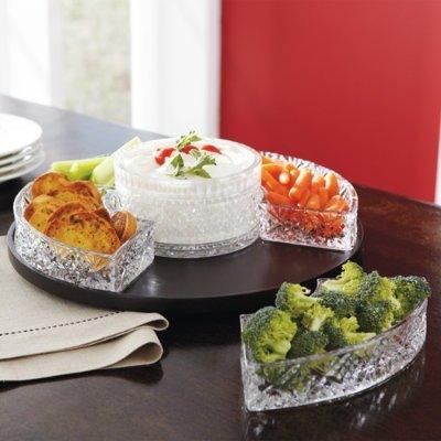 Elegant Crystal Lazy Susan, Beautiful Revolving Appetizer Display, Serving, Chip and Dip Set, Party - Le'raze by G&L Decor Inc