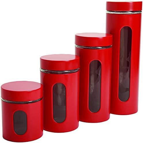  Canister Sets for Kitchen Counter with Glass Window