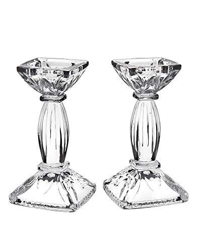 Le'raze Set of 2 Crystal Candlestick Holders Pair - Candle Holder for Wedding, Dining, Party or Any Event - Le'raze by G&L Decor Inc