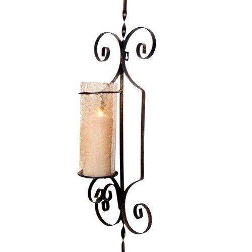 Le'raze Set of Two Decorative Wall Sconce Candle Holder Pair Elegant of Swirling Iron Hanging Wall Candle Holders Votives with Amber Finished Globes. Ideal Gifts & Decor for Home, Office, Spa. - Le'raze by G&L Decor Inc