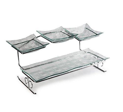 2 Tier Server Stand with Bowls & Tray |Tiered Serving Platter Perfect for Cake, Dessert, Shrimp, Appetizers & More - Le'raze by G&L Decor Inc