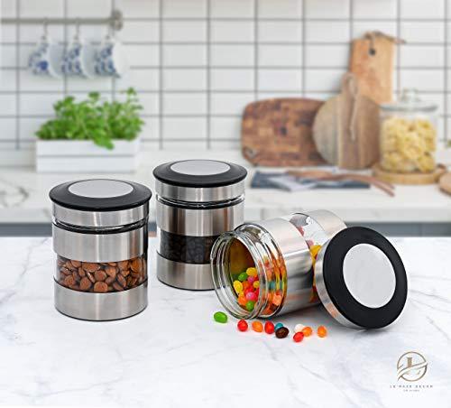 Quality Modern Red Stainless Steel Canister Set for Kitchen Counter wi -  Le'raze by G&L Decor Inc