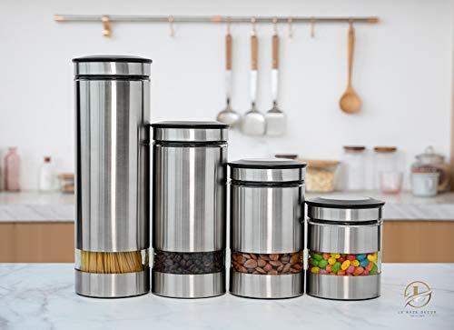 le\'raze set of 5 glass kitchen canisters with airtight stainless-steel lid  - dishwasher safe, storage