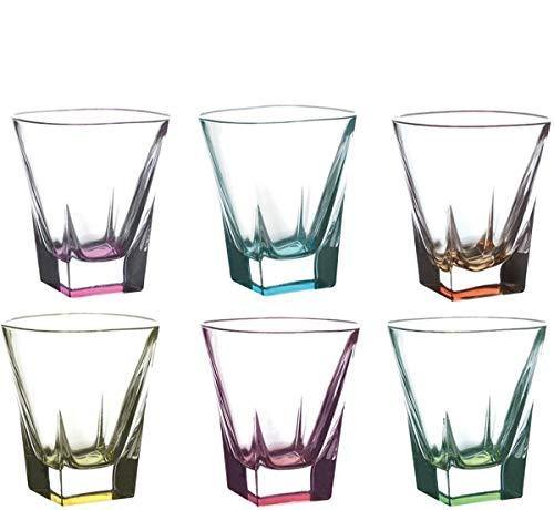 Heavy Base Shot Glass Set, 6 Piece Colored Shot Glasses, for Scotch, Whiskey, Tequila, or Vodka – 2-Ounce - Le'raze by G&L Decor Inc