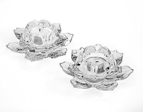 Le'raze Elegant Crystal 5" inch Votive Tealight Candle Holders, Set of 2, for Table, Buffet, Desk,Wedding, or Party, - Le'raze by G&L Decor Inc