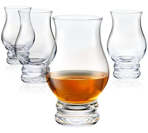 Whiskey glasses Set of 4 - Clear Shot Glasses Bar Set - Old Fashioned Drinking Glasses Gift Set - Brandy Snifter Whisky Glass for Liquor, Scotch, Bourbon, Tequila, Gin, Tonic, Cognac, Vodka, Cocktail - Le'raze by G&L Decor Inc