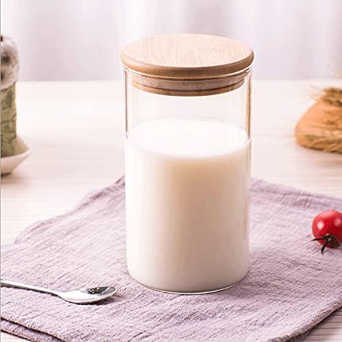 Glass Kitchen Canister with Airtight bamboo Lid - Kitchen Organization and Food Storage Glass Jar for Candy, Cookie, Rice, Sugar, Flour, Pasta, Nuts. - Spice Jar. - Le'raze by G&L Decor Inc