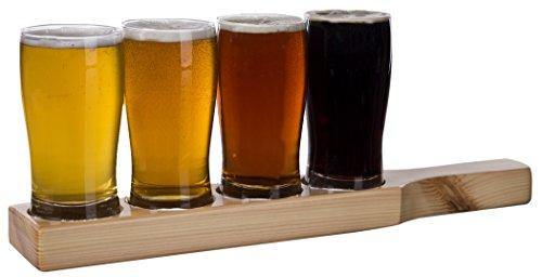 Flight Paddle Beer Tasting Glasses Set, Designed and engineered for professional bars, brewpubs and breweries, 9-Ounce Clear Pilsner Glass Set, 5-Piece - Le'raze by G&L Decor Inc