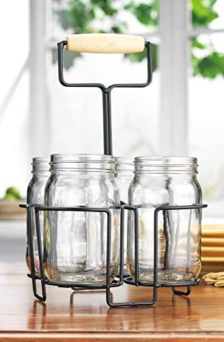 Mason Jar Kitchen Utensil Cutlery Organizer, Holds Forks, Spoons, Spatula - Vintage Style Silverware Holder for Kitchen Countertop Storage, Flatware Caddy, Utensil Holder, Home & Party Drinkware Set - Le'raze by G&L Decor Inc