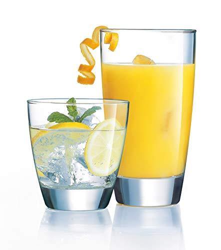 Set of 16 Durable Solar Drinking Glasses Includes 8 Cooler Glasses(17oz) and 8 Rocks Glasses(13oz), 16-piece Elegant Glassware Set - Le'raze by G&L Decor Inc