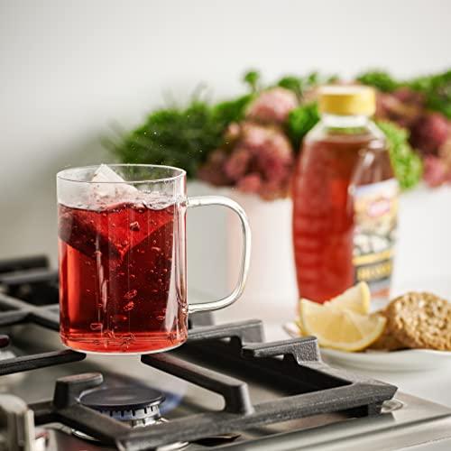 Set of 6 Ultra Durable Sleek Glass Coffee Mugs with Handle, Clear Boro