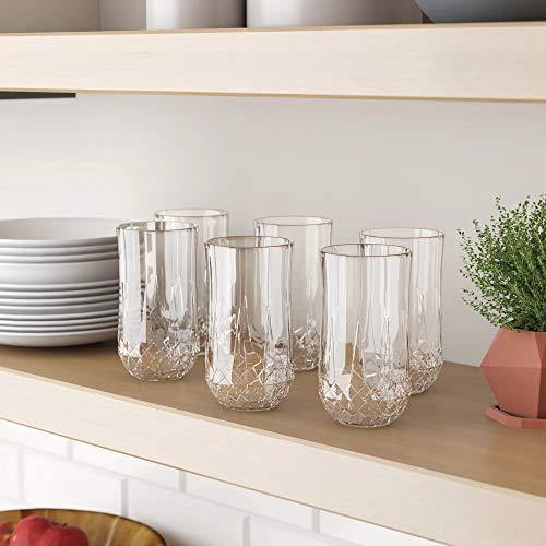 Elegant Highball Glasses Durable Heavy Base Tall Bar Glass - Set Of 4 Drinking Glasses for Water, Juice, Beer, Wine, and Cocktails 16 Ounces - Le'raze by G&L Decor Inc