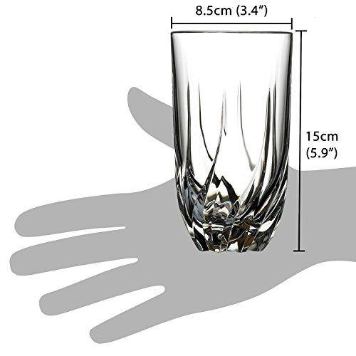 Heavy Base Twist Cut Drinking Glasses, [Set of 6] Crystal Highball Bar-ware Glasses, Clear Glass Durable Glass Cups, Elegant Glassware Set Ideal For Serving Or Bar - Le'raze by G&L Decor Inc