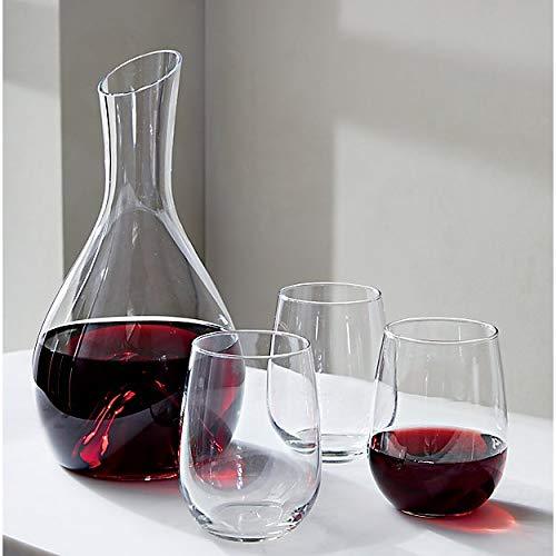 Set of 4 Stemless Wine Glasses for Red/White Wine - Ideal for Wine Lovers and Deserts - Durable Glassware Set - 21 oz. - Le'raze by G&L Decor Inc