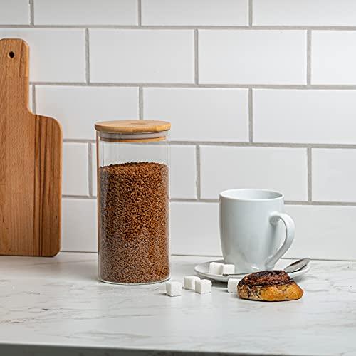 Glass Kitchen Canister with Airtight bamboo Lid - Kitchen Organization and Food Storage Glass Jar for Candy, Cookie, Rice, Sugar, Flour, Pasta, Nuts. - Spice Jar. - Le'raze by G&L Decor Inc