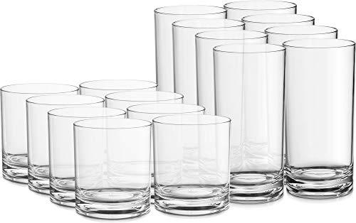 Elegant Acrylic Drinking Glasses [Set of 16] Attractive Clear Plastic -  Le'raze by G&L Decor Inc